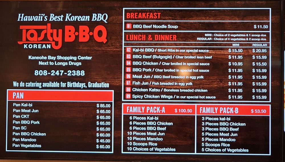 Tasty Korean BBQ 3 menu 1